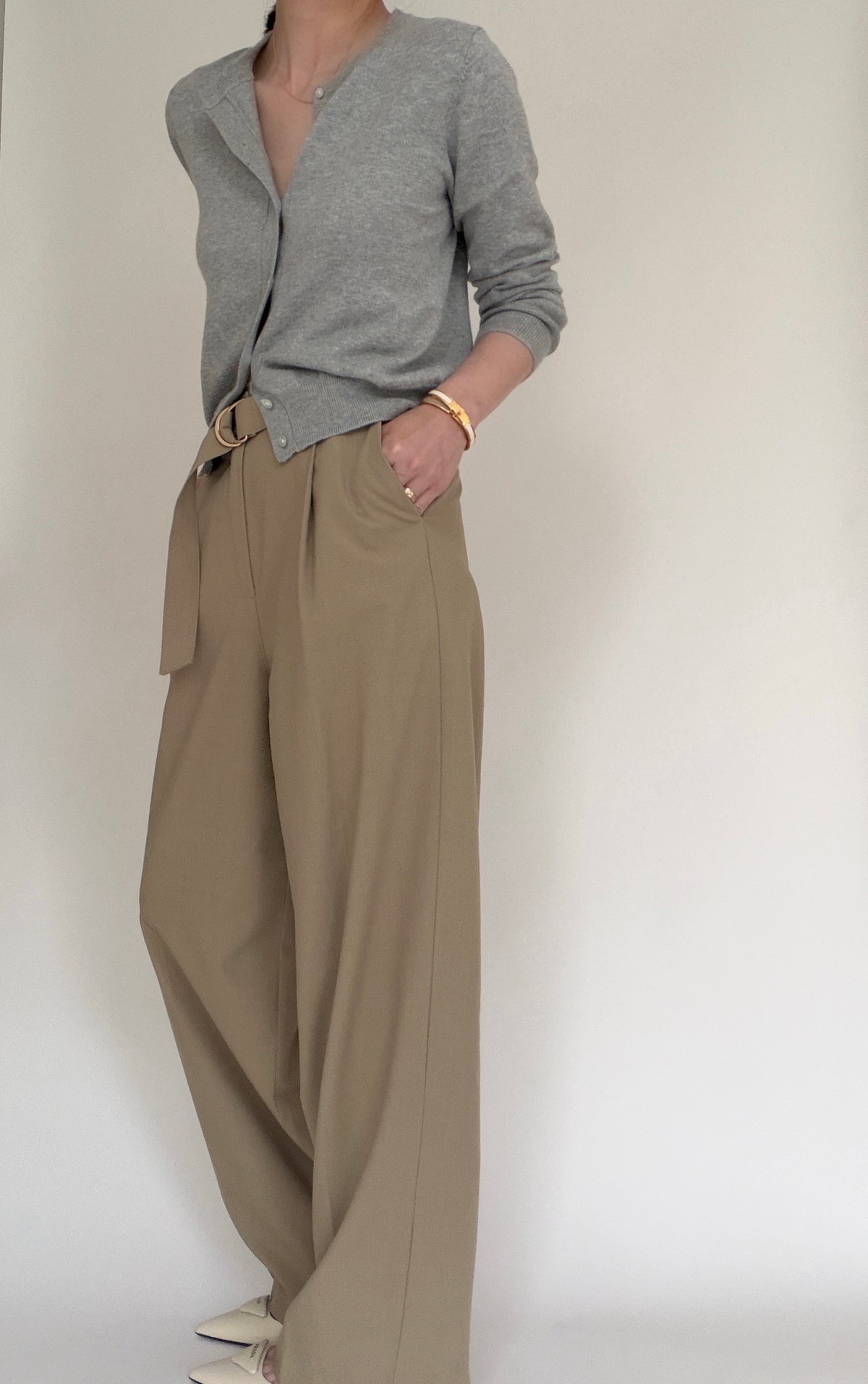 Belted City Sleek Trousers- Burnt Olive
