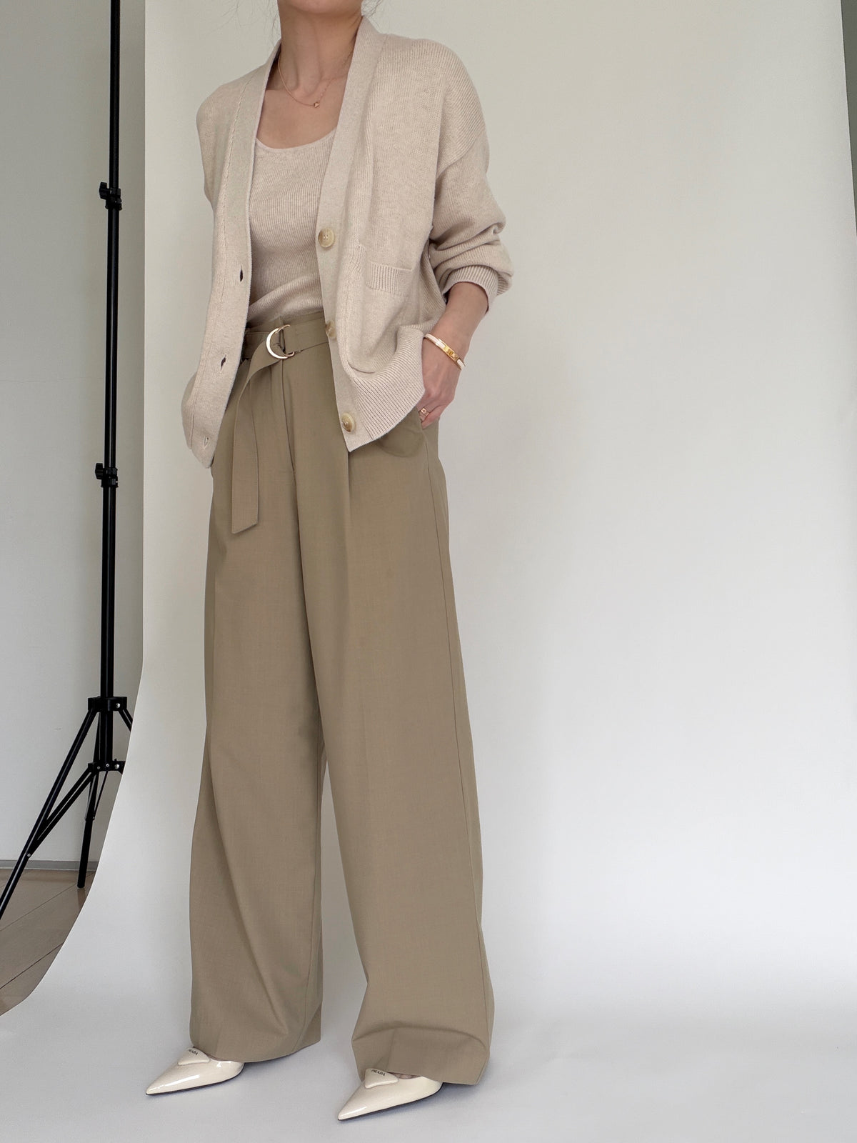 Belted City Sleek Trousers- Burnt Olive