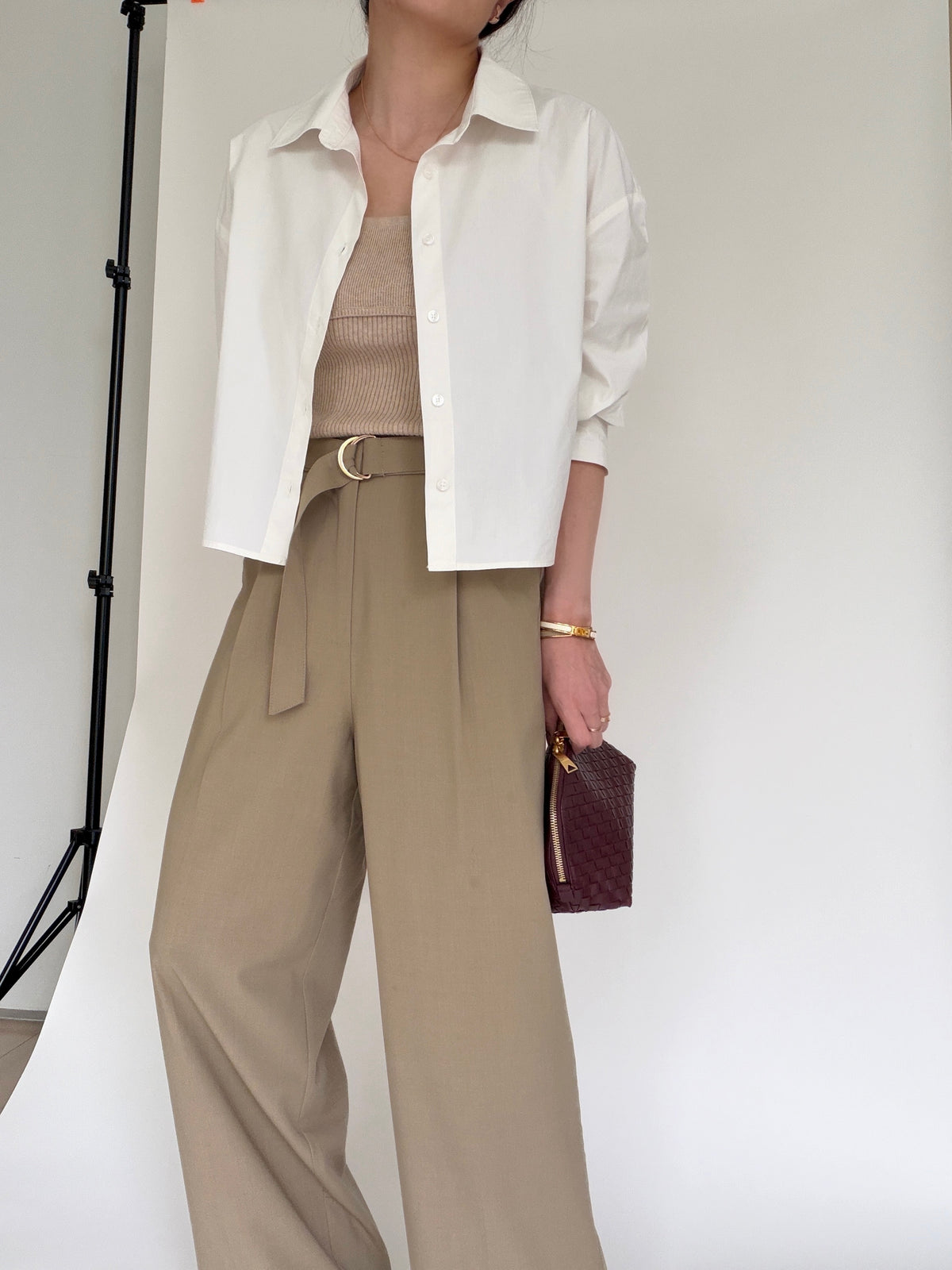 Belted City Sleek Trousers- Burnt Olive
