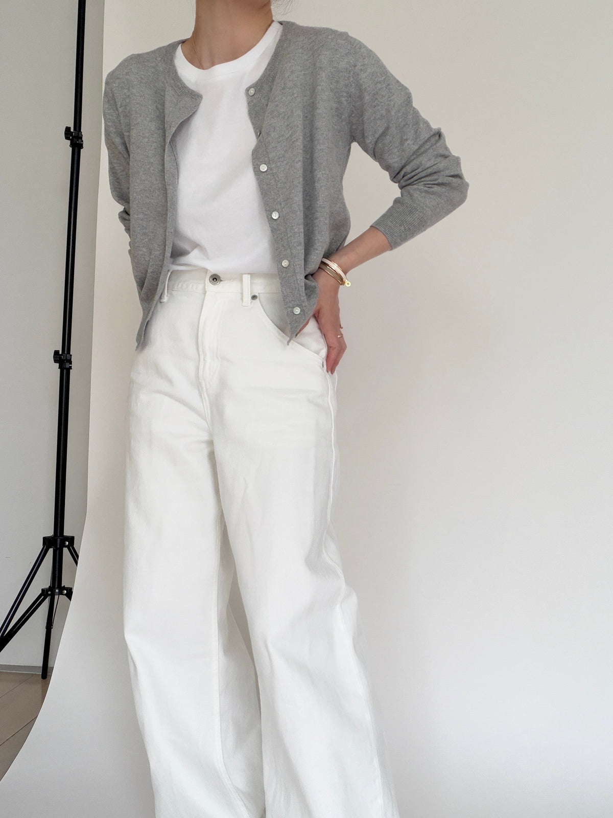 Cotton Cashmere Cardigan-Stone