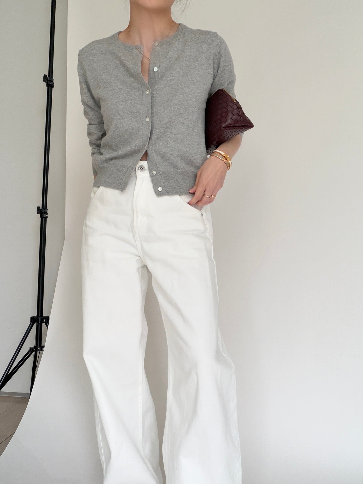 Cotton Cashmere Cardigan-Stone