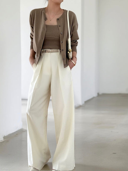 Cotton Cashmere Drop Shoulder Cardigan- Forest