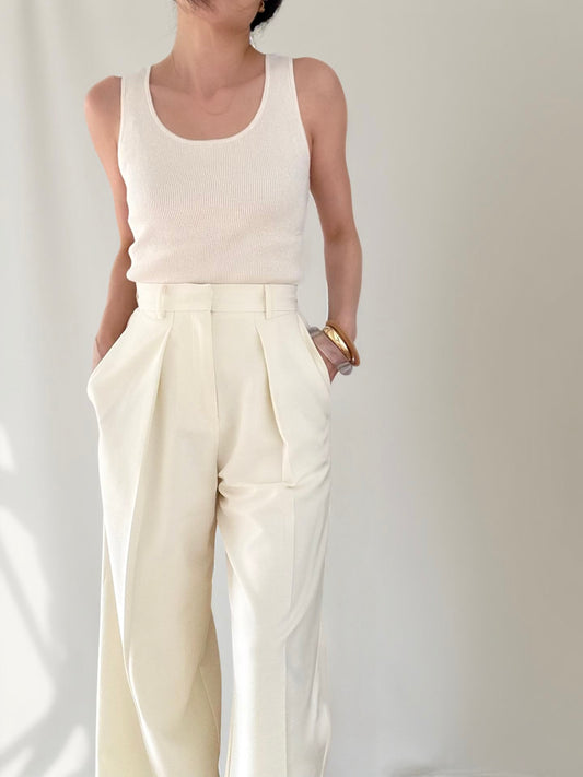 Daily Supima cotton cashmere ribbed tank- Pana Cotta