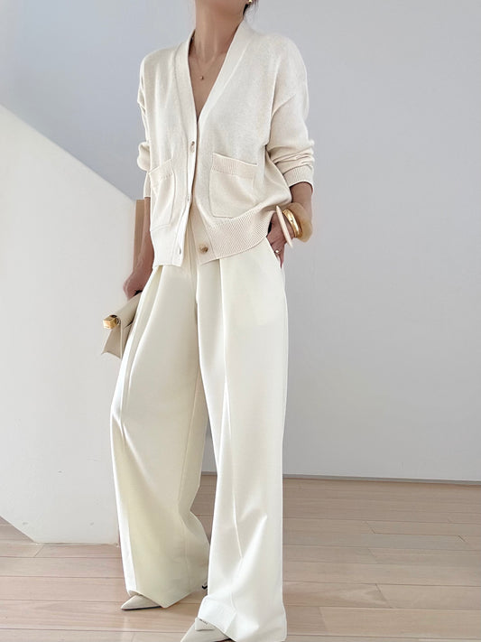 Cosy Cardi in Supima Cotton Cashmere- Pana Cotta