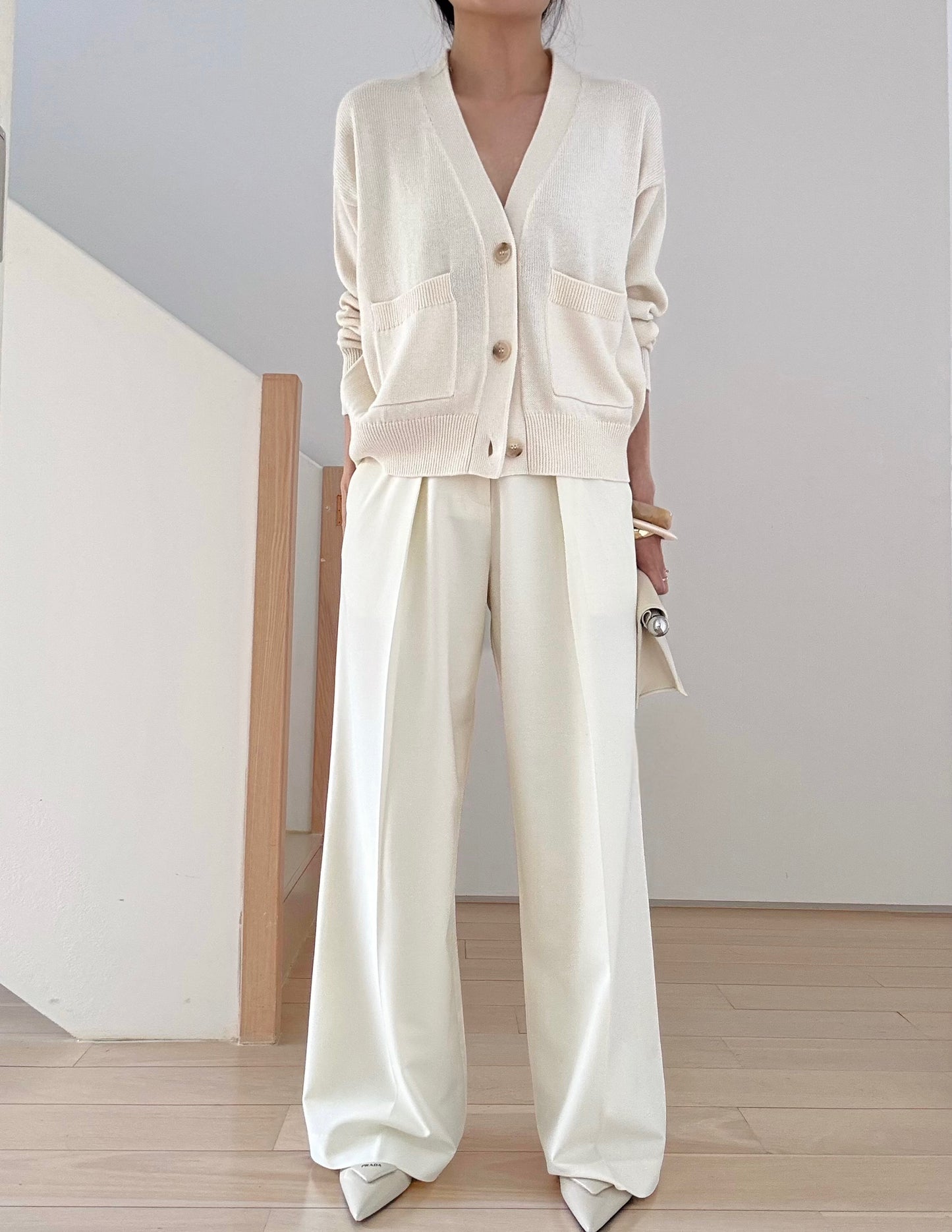 Day to Night Tailored Trousers ( Belt included) - Vanilla