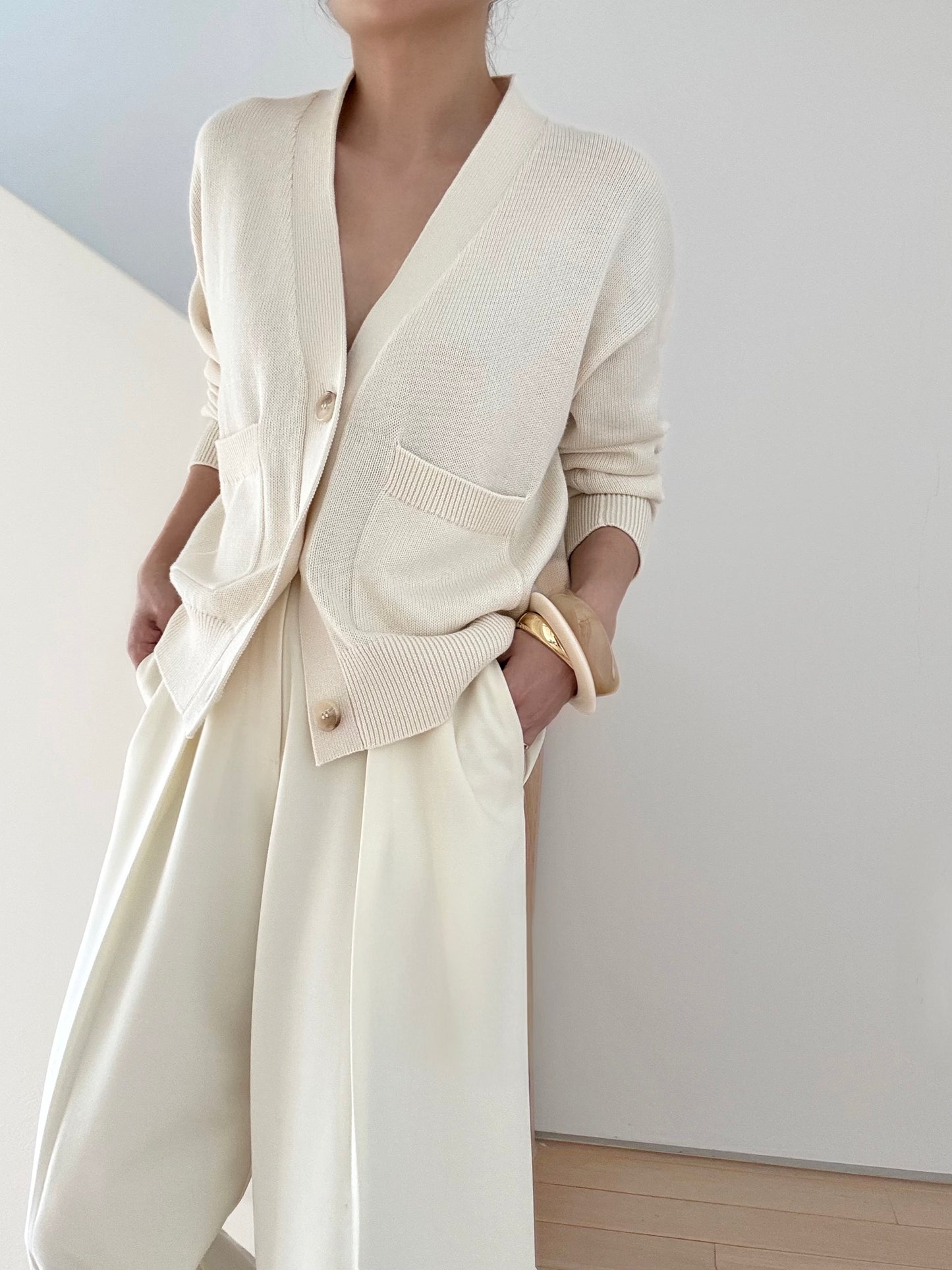 Cosy Cardi in Supima Cotton Cashmere- Pana Cotta