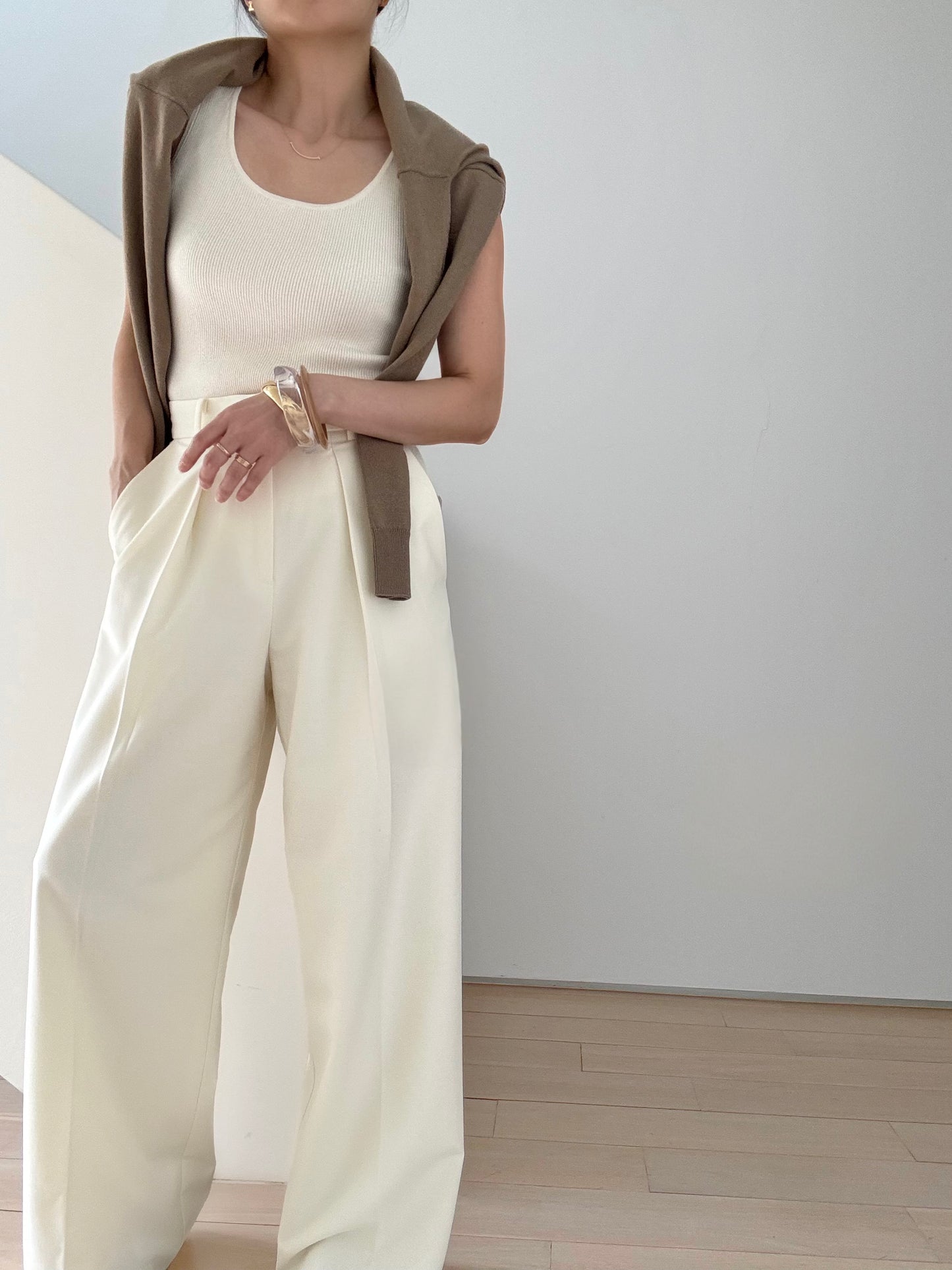 Daily Supima cotton cashmere ribbed tank- Pana Cotta