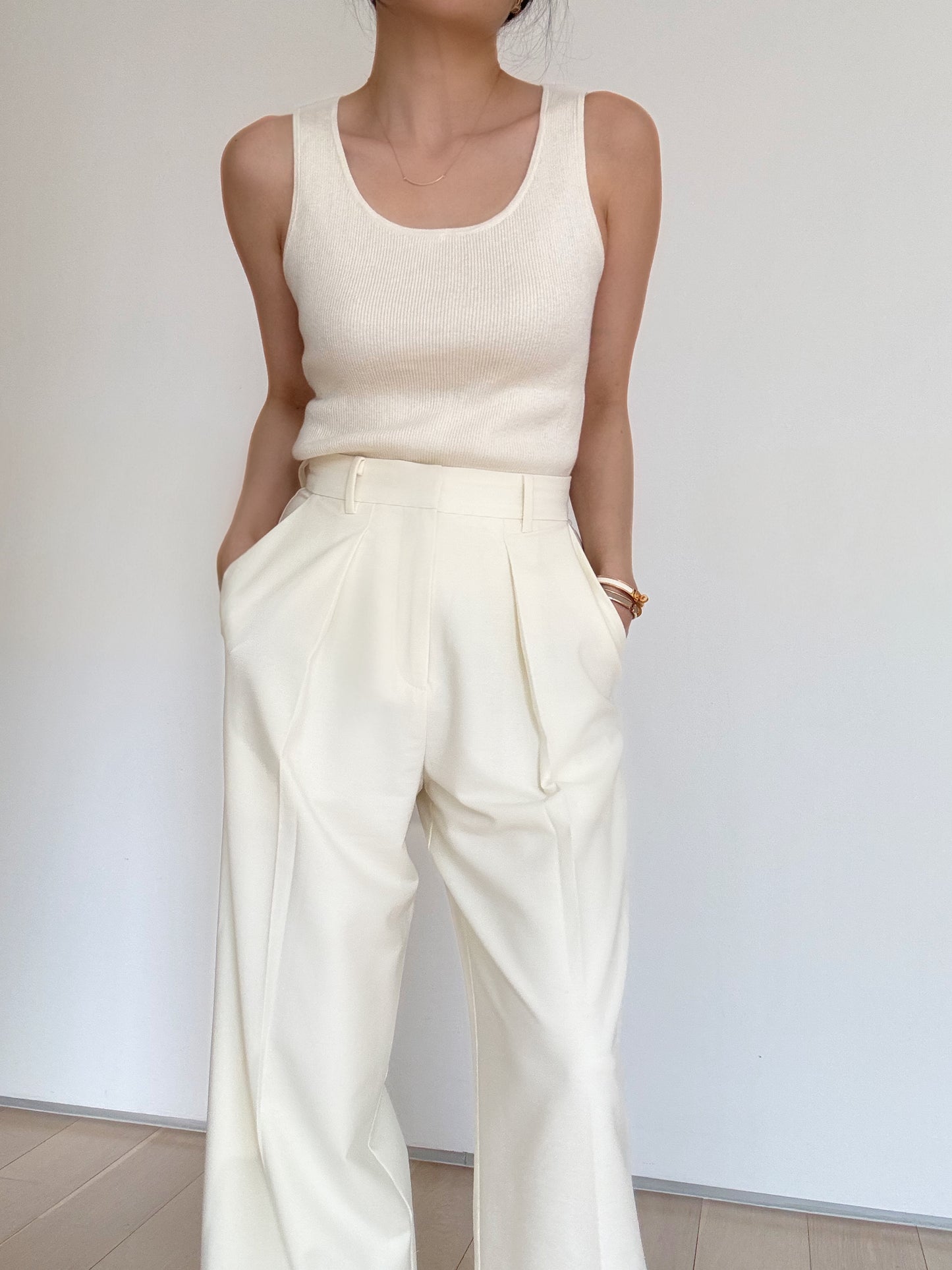 Daily Supima cotton cashmere ribbed tank- Pana Cotta