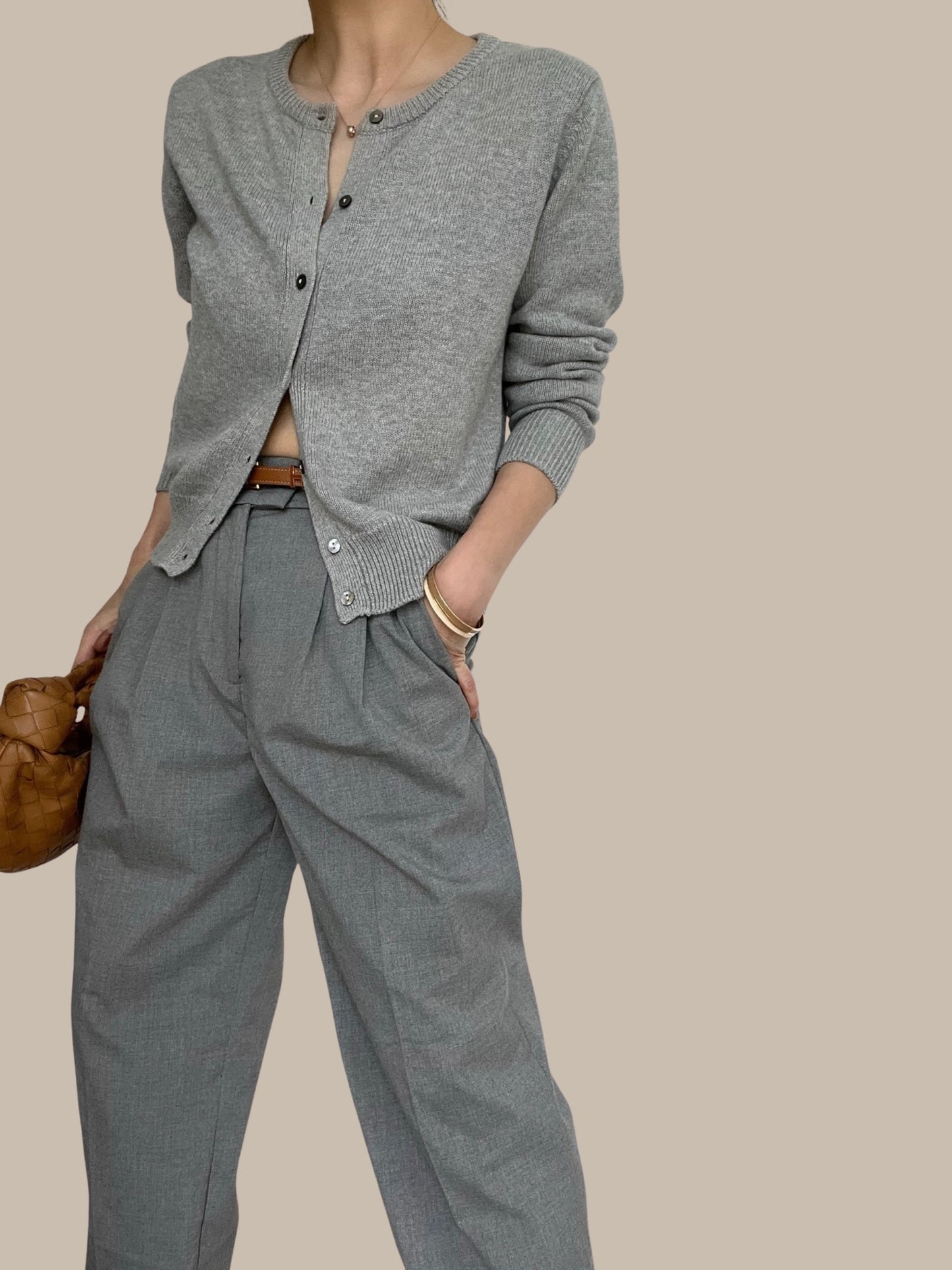 Out of Stock-10 Cotton Cashmere Cardigan - Stone