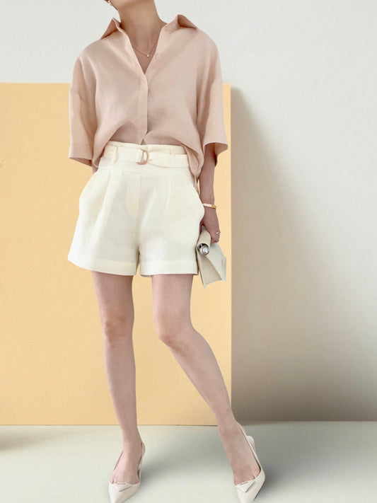 Everyday Linen Shirt - Peach Blush