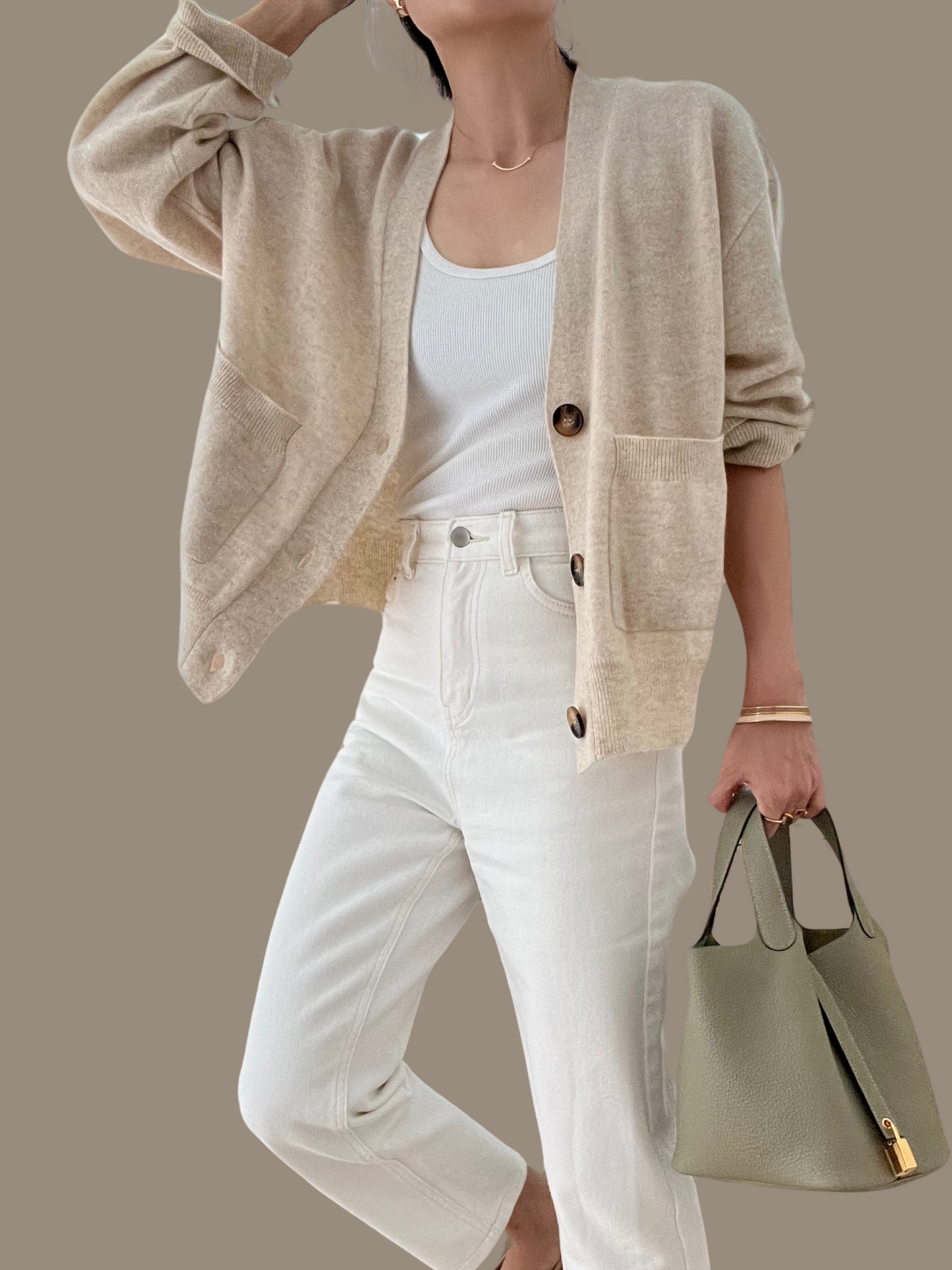 Out of stock-05 Cashmere Cardigan - Oatmeal