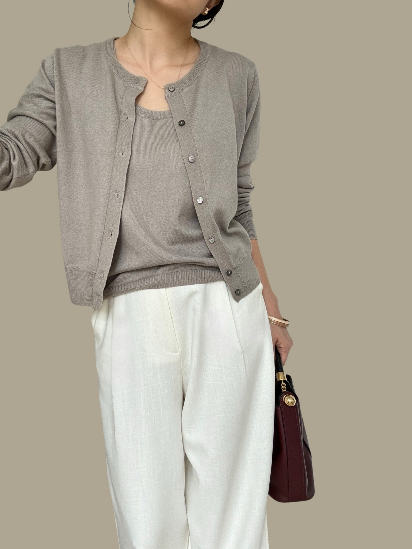 Cotton Cashmere Vest- Taupe