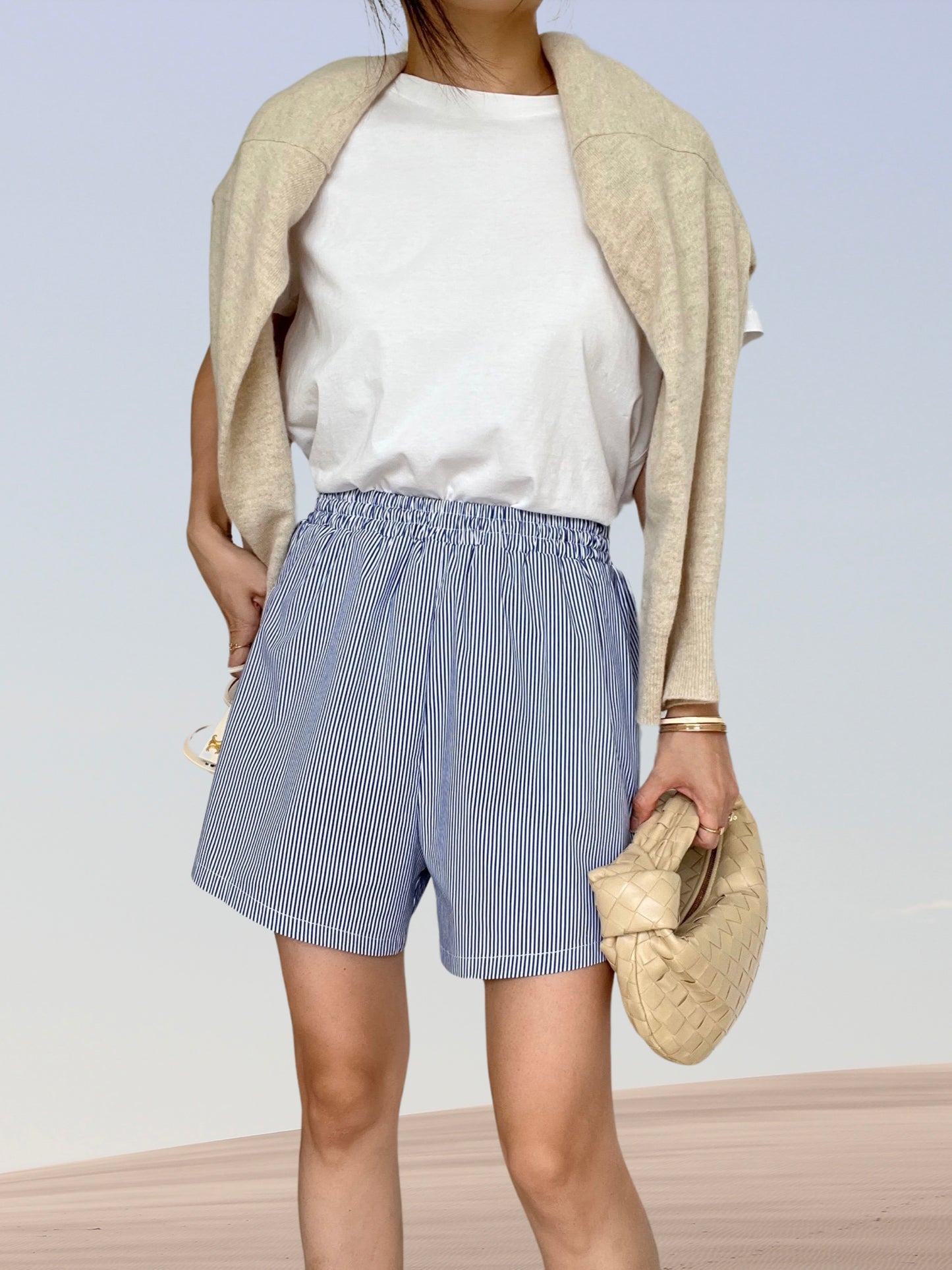 Fold Over Stripe Shorts