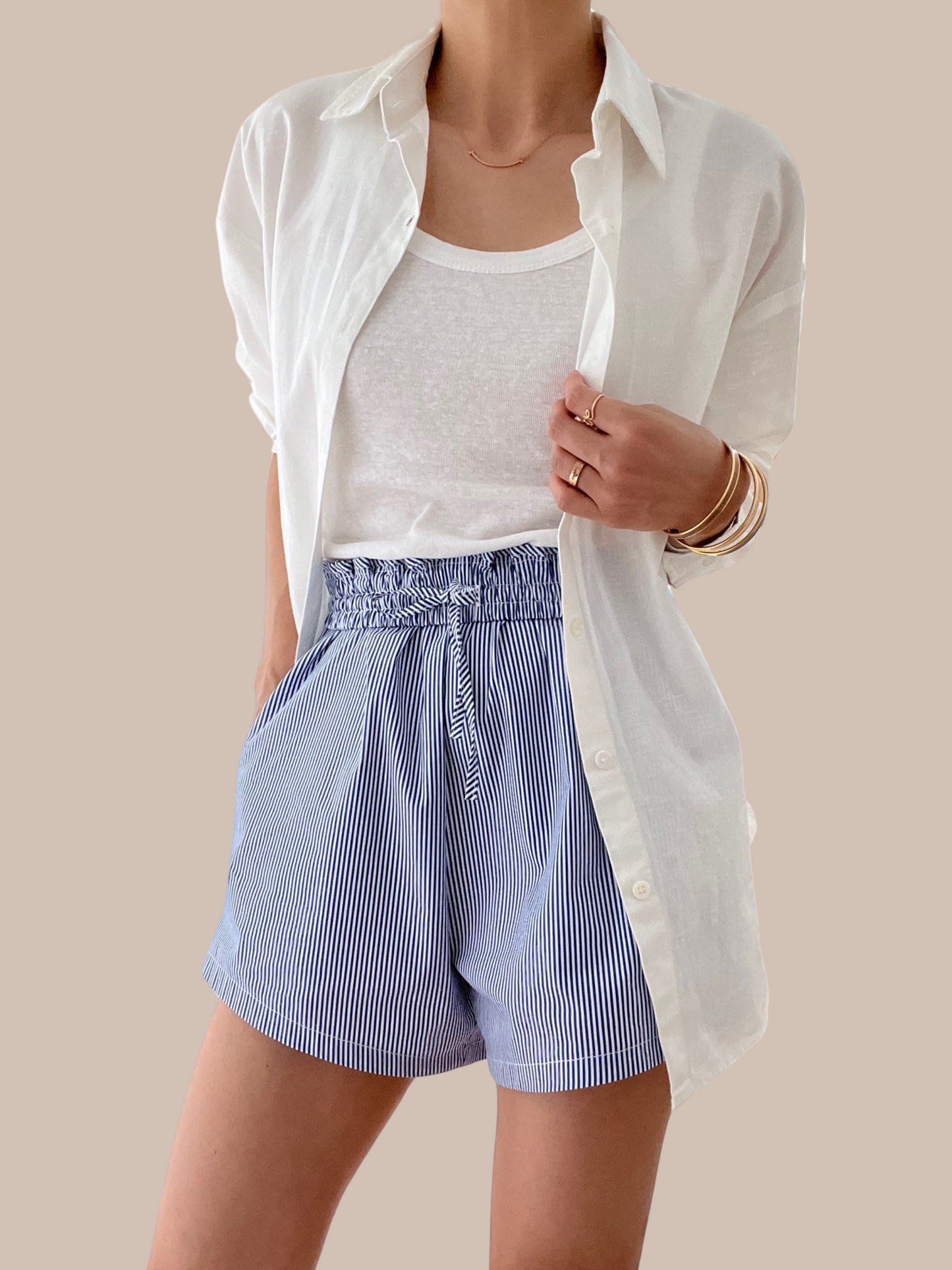 Fold Over Stripe Shorts